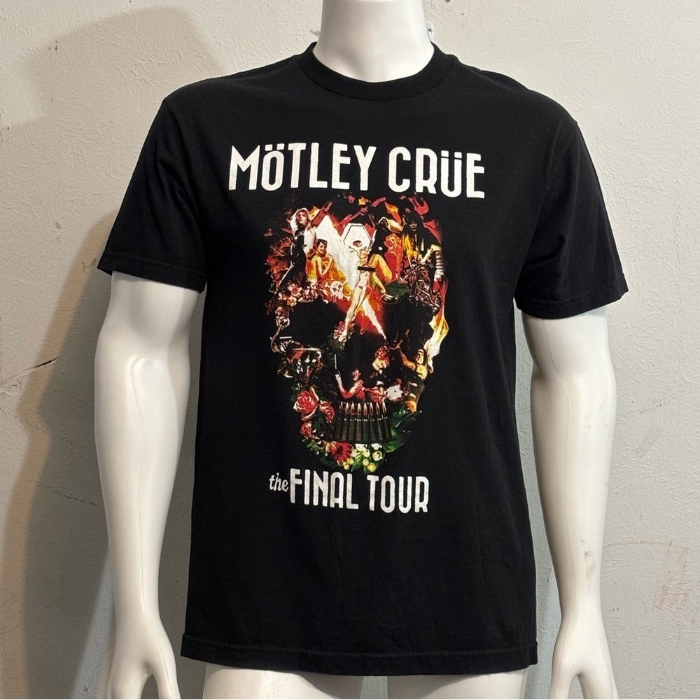 Motley Crue the Final Tour With Alice Cooper T-Shirt 2014 Black Raskins LARGE